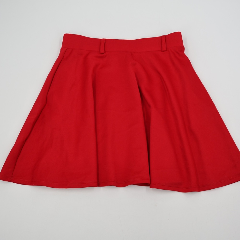 Hot Topic Skater Skirt Womens Medium Red High Waisted A-Line Belt Loops 17553951